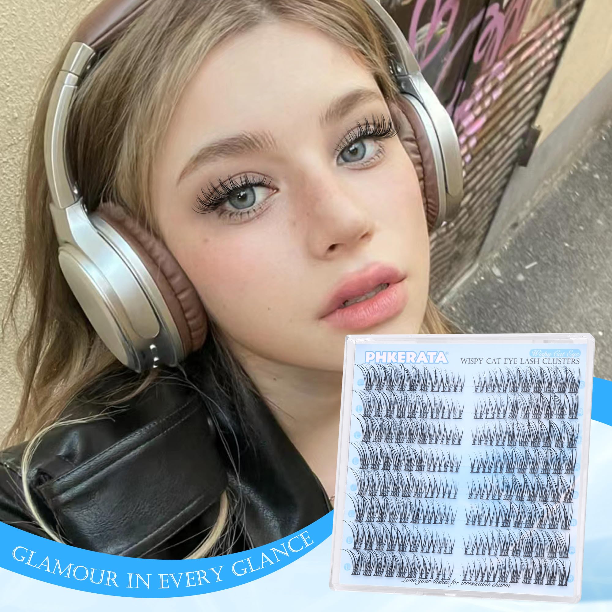 PHKERATA wispy lash clusters 144-piece DIY kit for easy extension