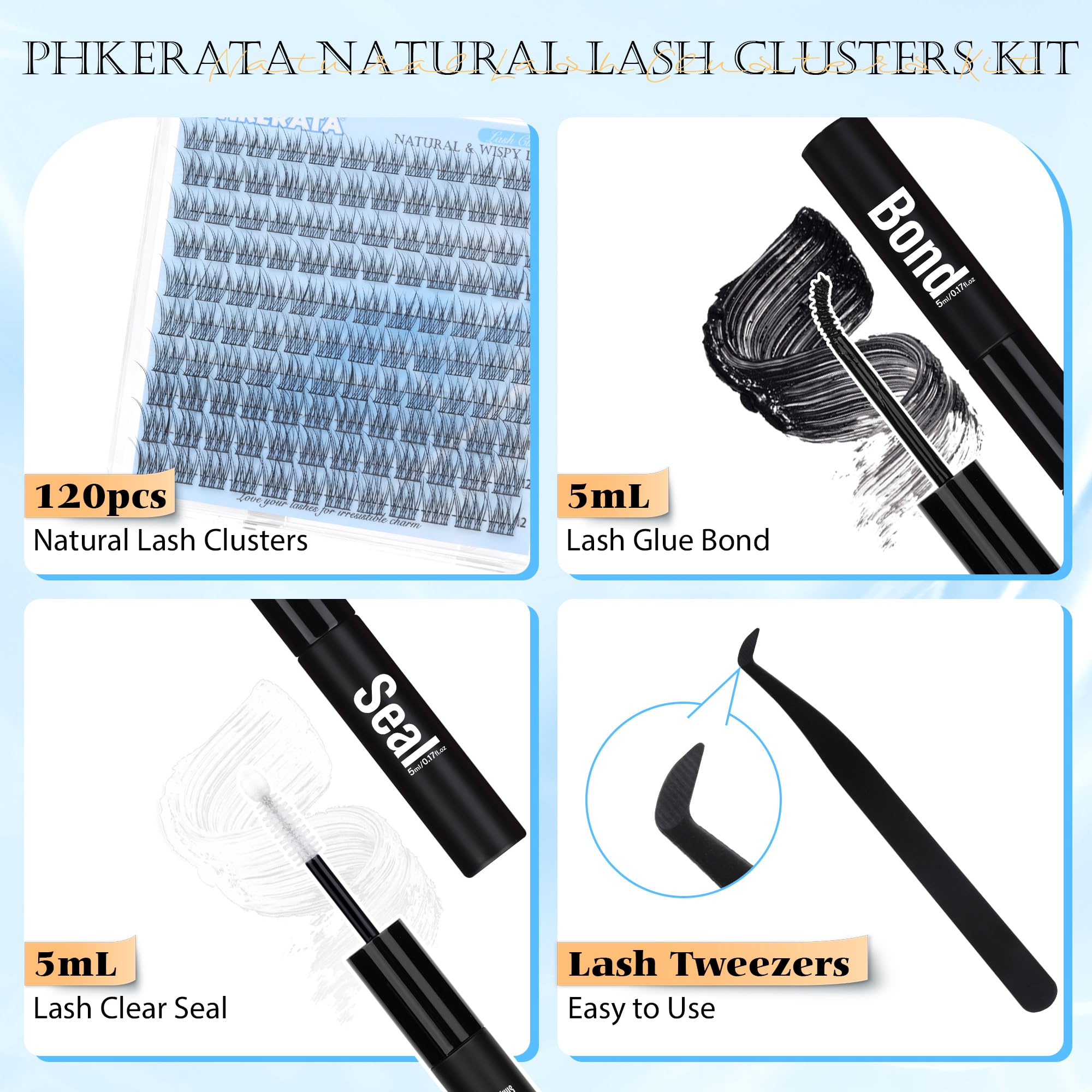 PHKERATA lash clusters in hand showing easy, natural application