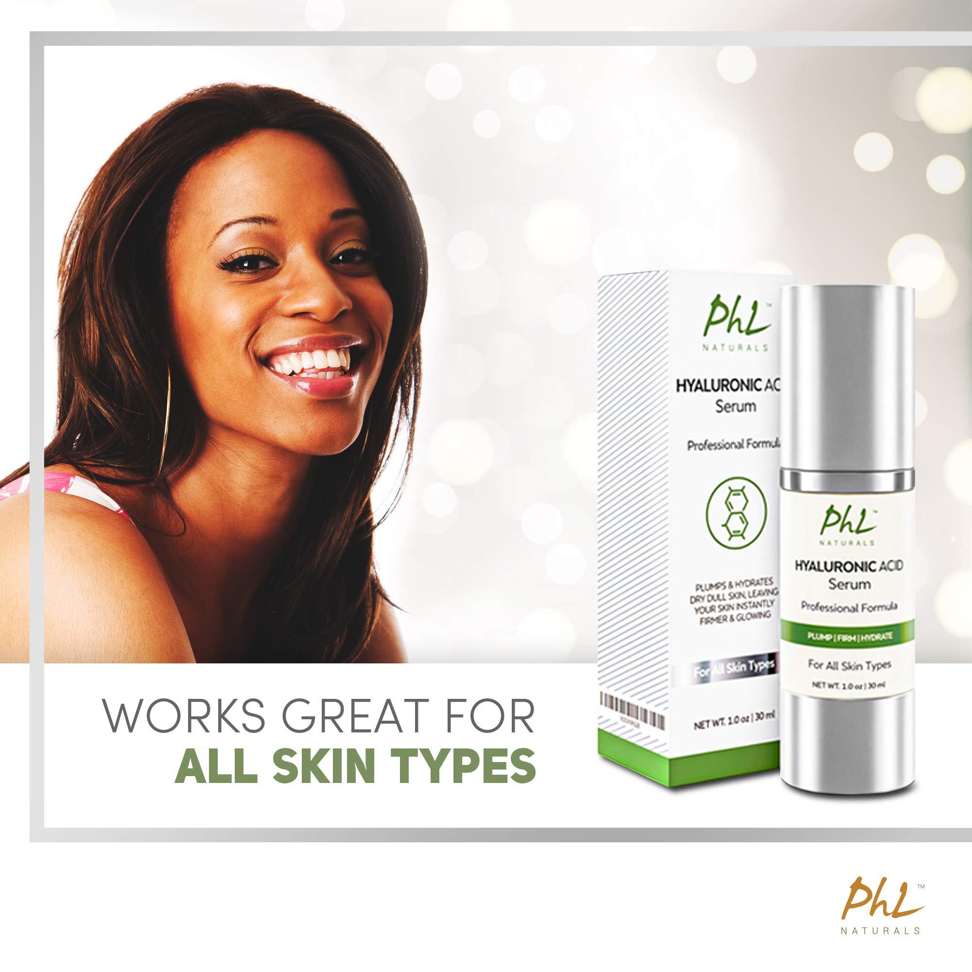 Closeup of PHL Naturals HA Serum texture visually hydrating skin.