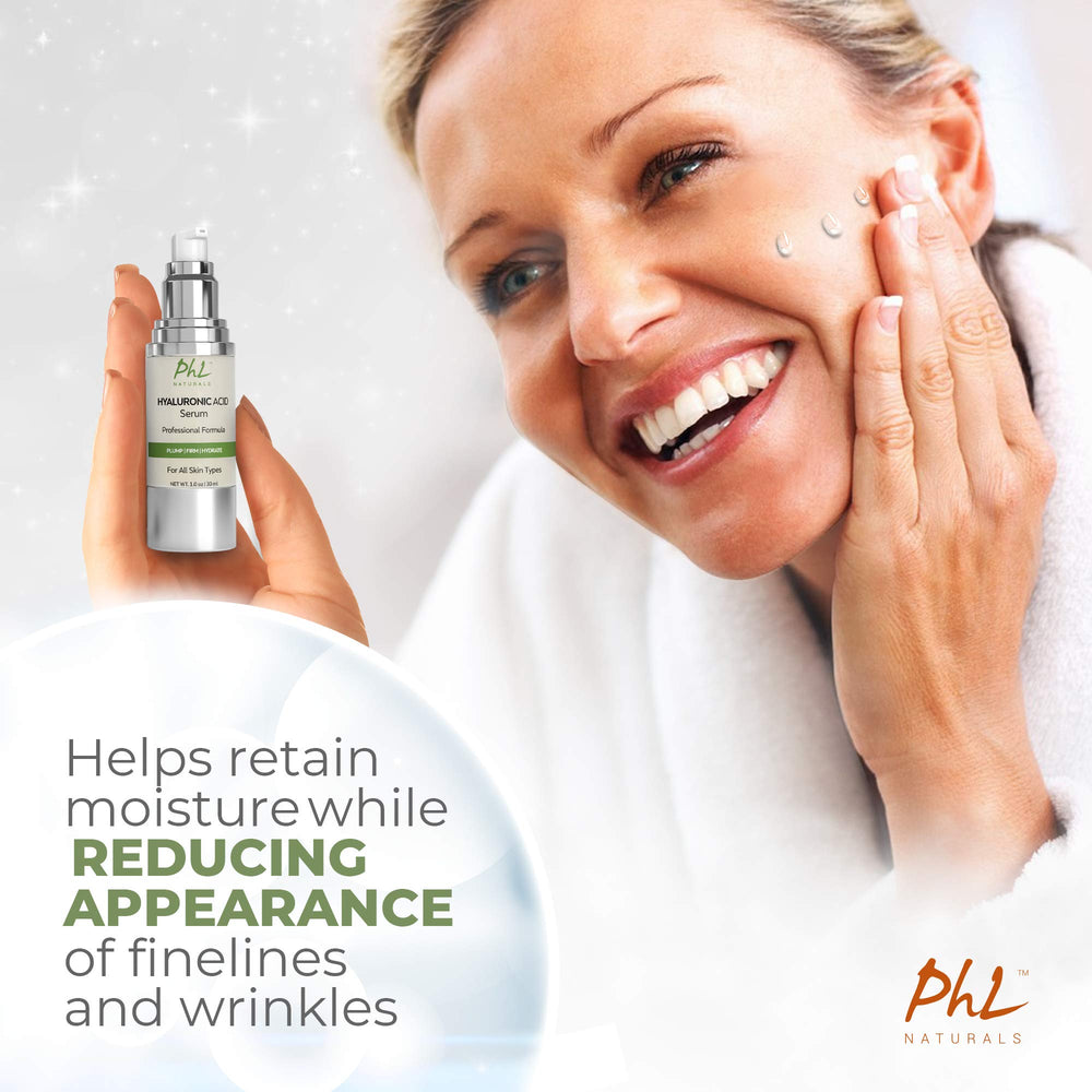 PHL Naturals Hyaluronic Serum dropper showing lightweight texture.