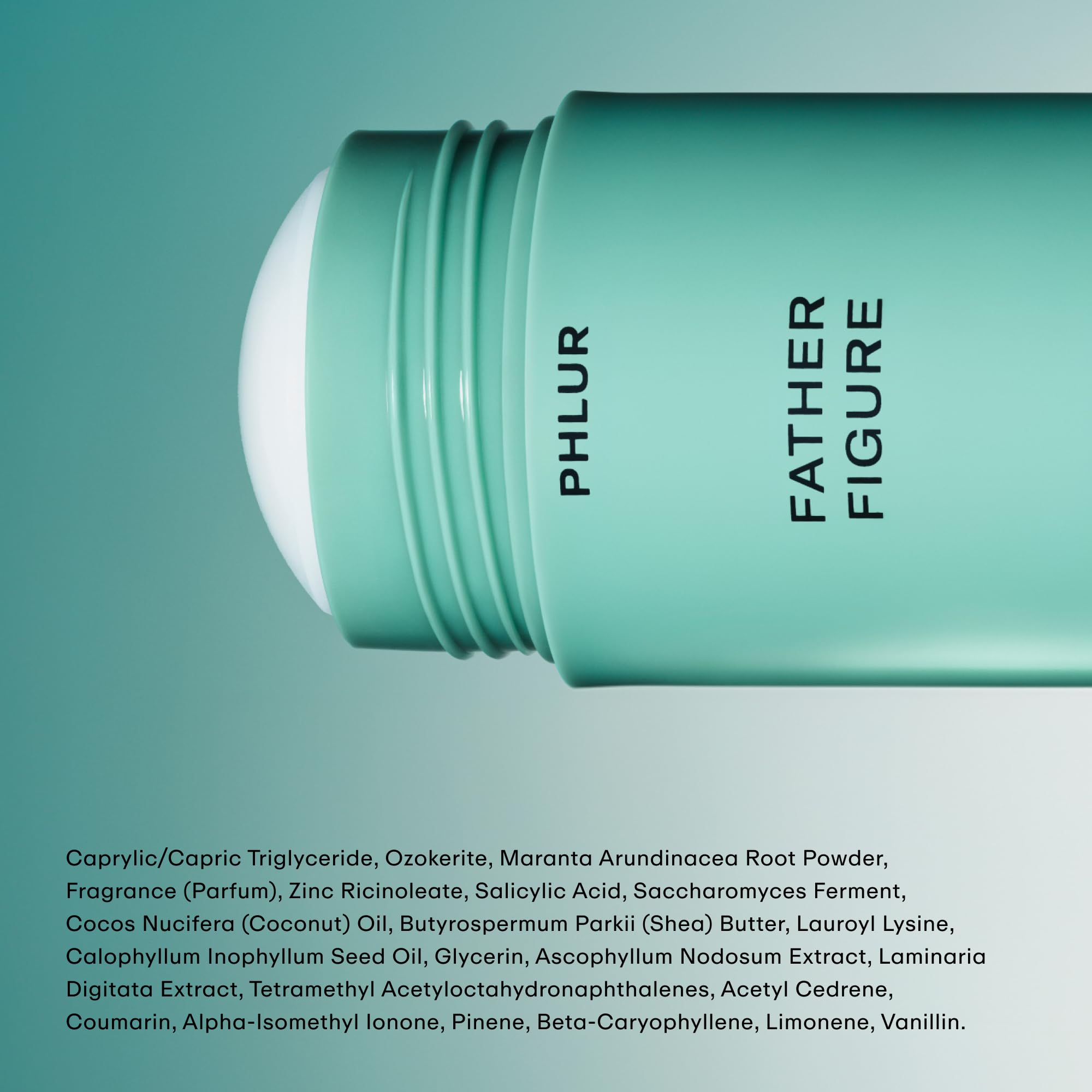 PHLUR Father Figure skin hydration detail showing moisturized underarms.