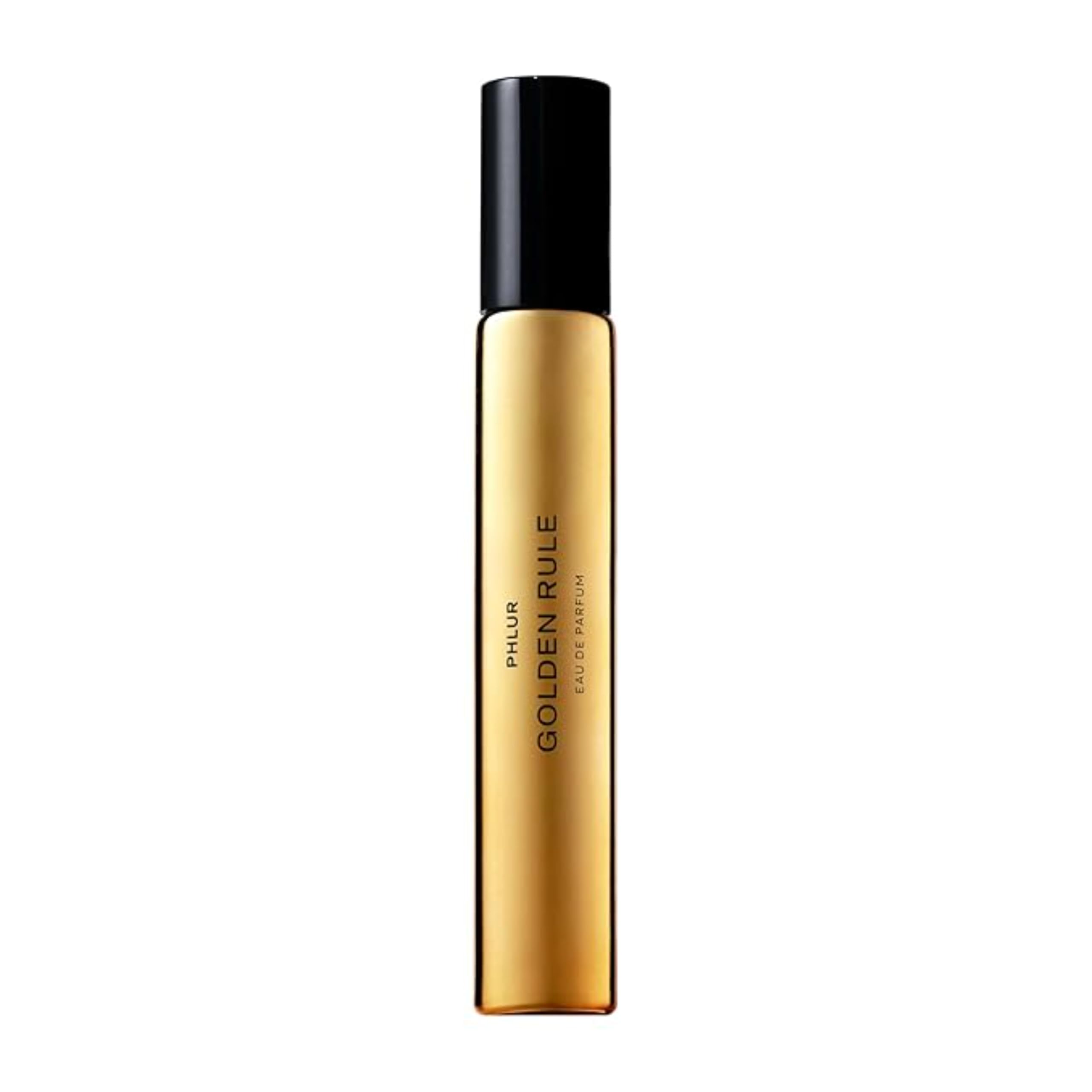 PHLUR Golden Rule travel-size bottle front view for on-the-go fragrance exploration