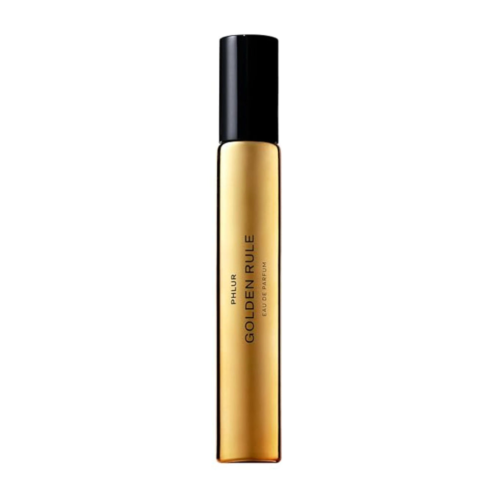 PHLUR Golden Rule travel-size bottle front view for on-the-go fragrance exploration