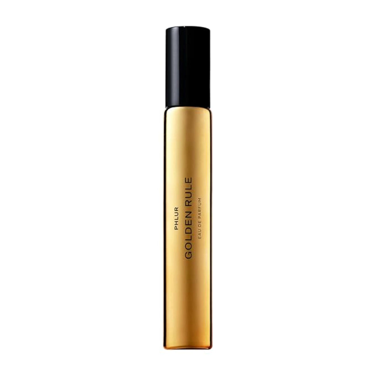 PHLUR Golden Rule travel-size bottle front view for on-the-go fragrance exploration