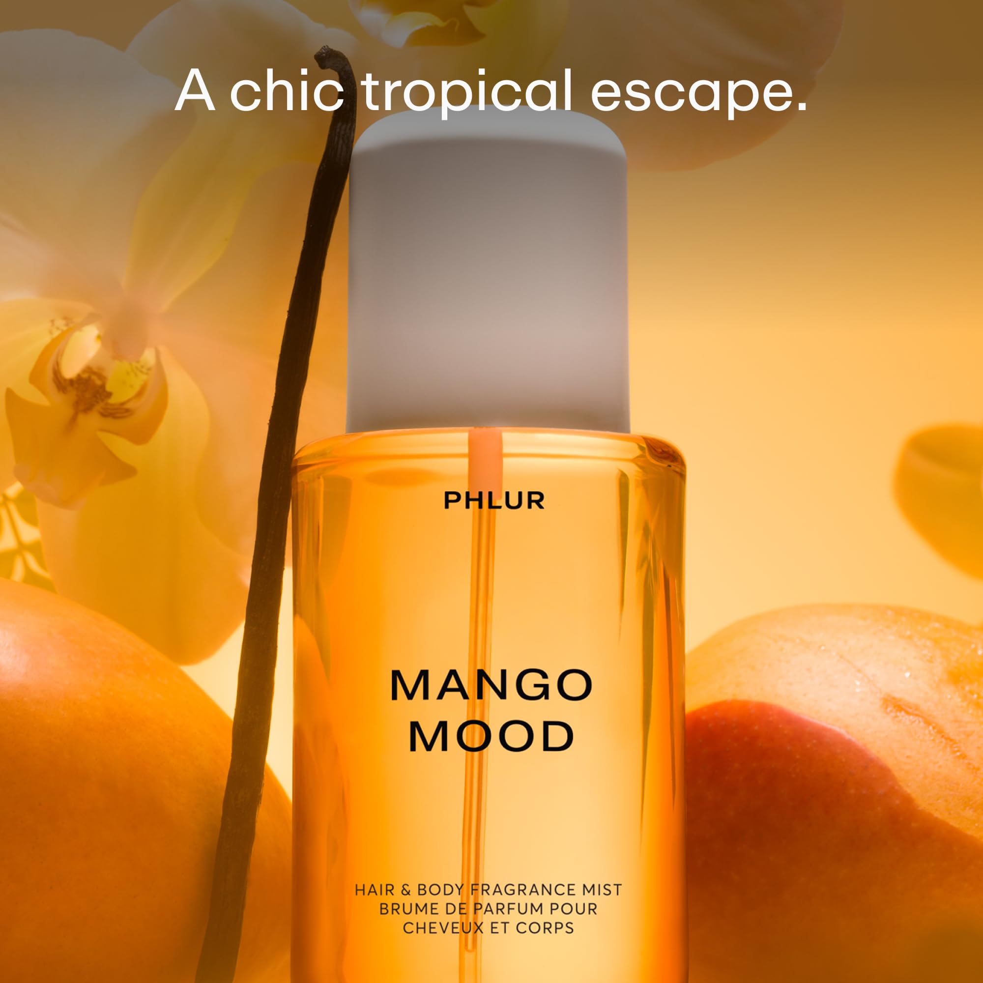 PHLUR Mango Mood bottle top spray for easy one-handed application