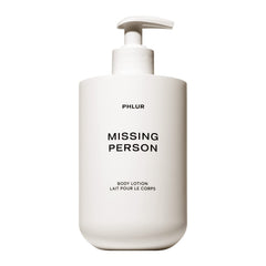 PHLUR Missing Person bottle pouring, silky hydration for dry skin.