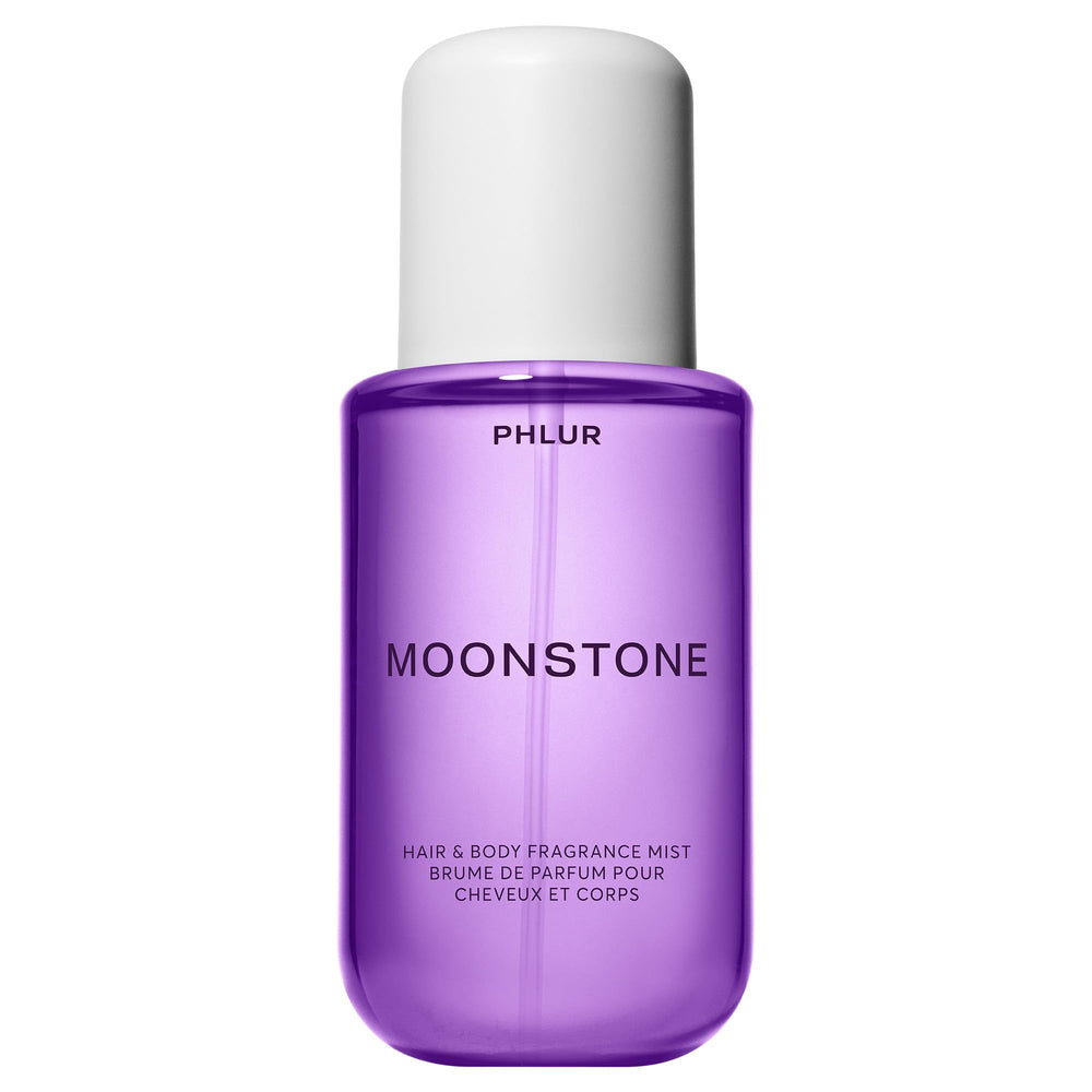 PHLUR Moonstone bottle front view highlights elegant design for daily wear.