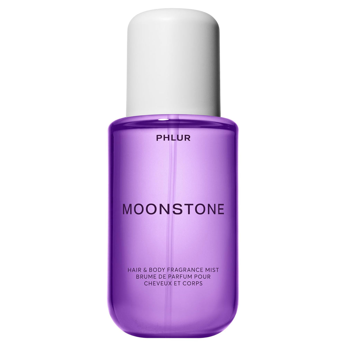 PHLUR Moonstone bottle front view highlights elegant design for daily wear.