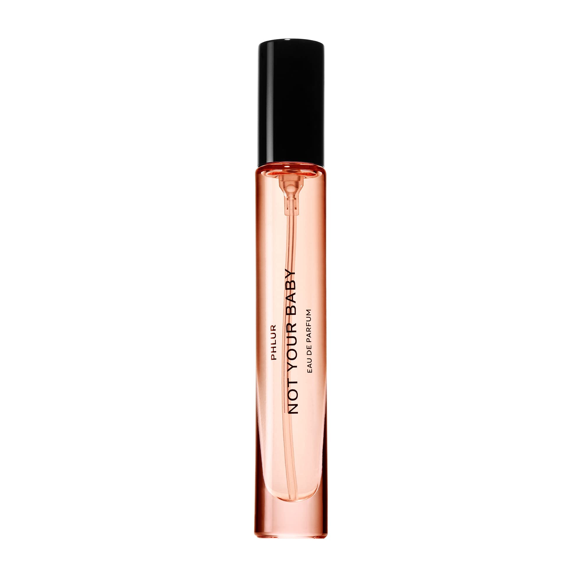 PHLUR Not Your Baby travel-size bottle front for on-the-go allure.