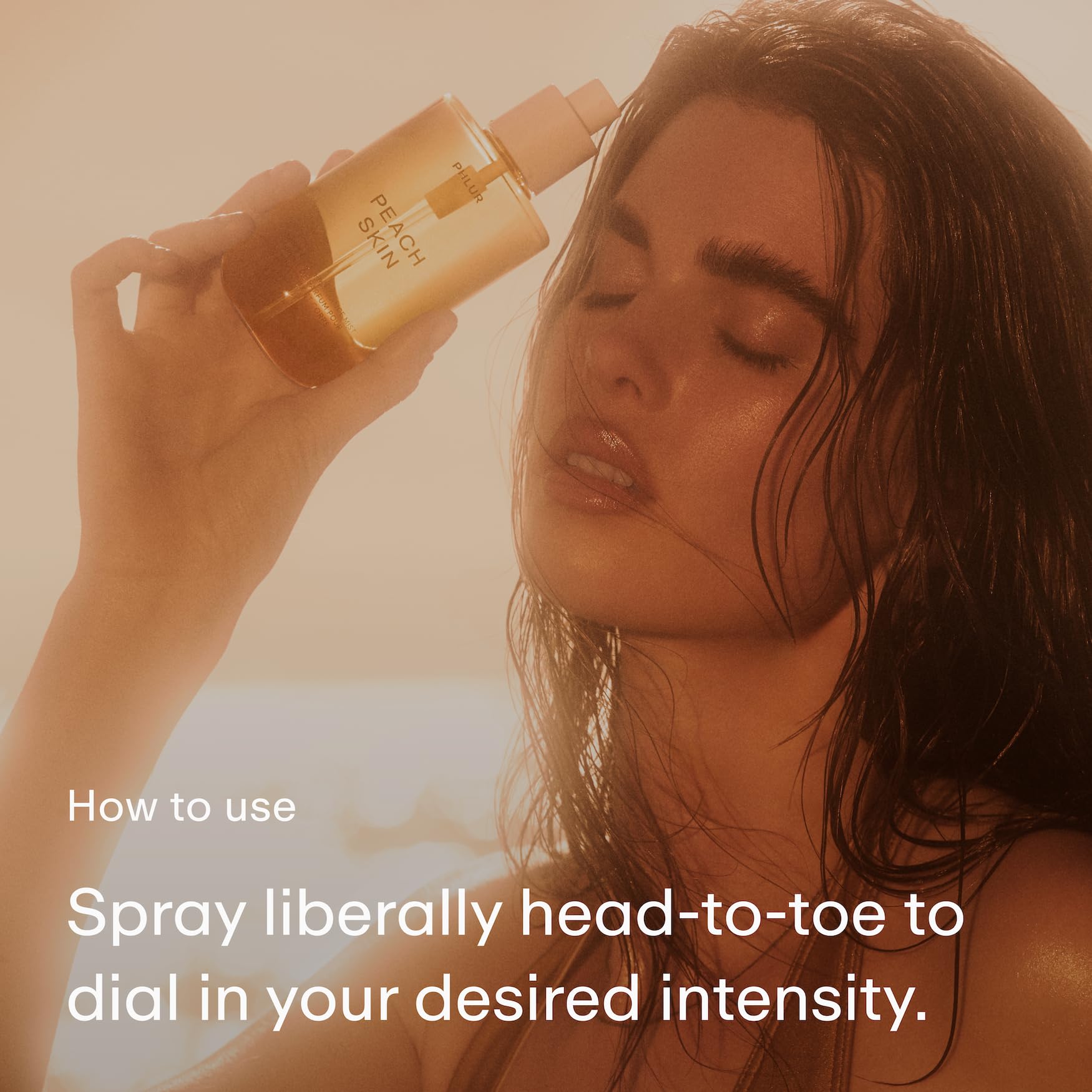 PHLUR Peach Skin Body Mist label details reveal ingredient transparency.
