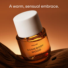 PHLUR Somebody Wood close-up cap, magnetic lid detail for secure closure