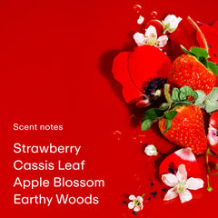 PHLUR Strawberry Letter top notes closeup highlighting cassis leaves and strawberry