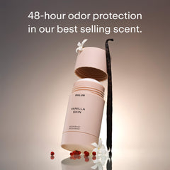 PHLUR Vanilla Skin Deodorant Duo bottles front view highlighting dual-pack protection.