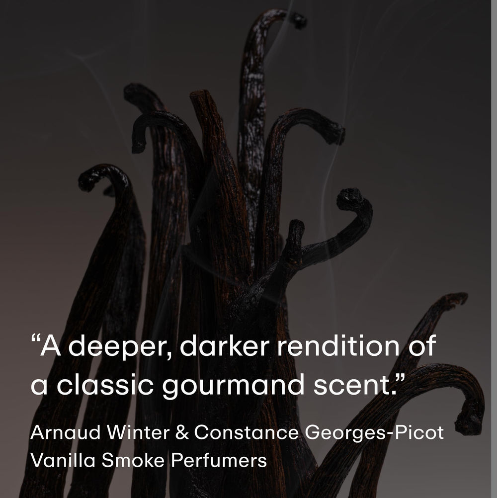 PHLUR Vanilla Smoke Body Mist aroma notes chart highlighting vanilla and incense.