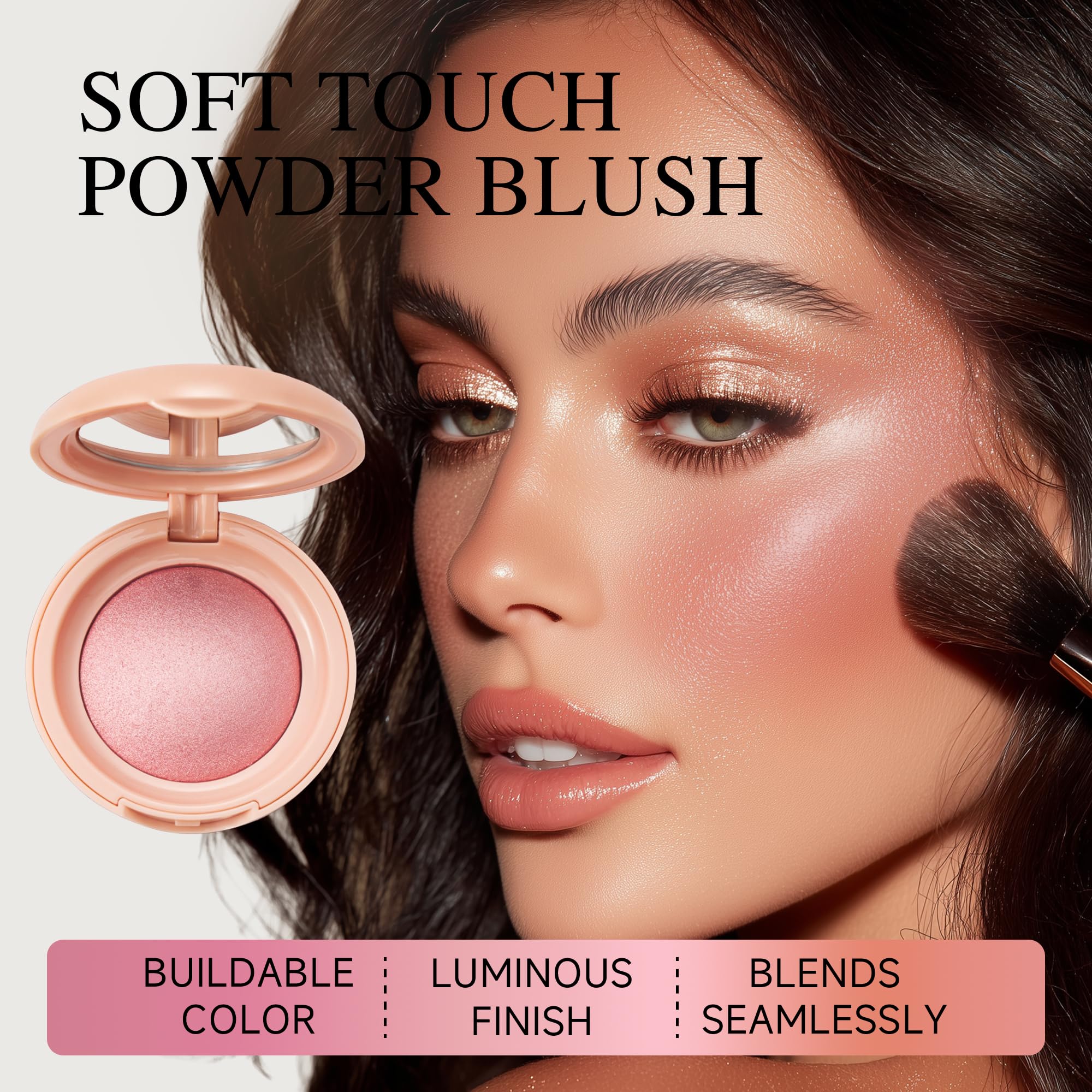 PHOFAY Luminous Blush natural daily look shown on even skin tone.
