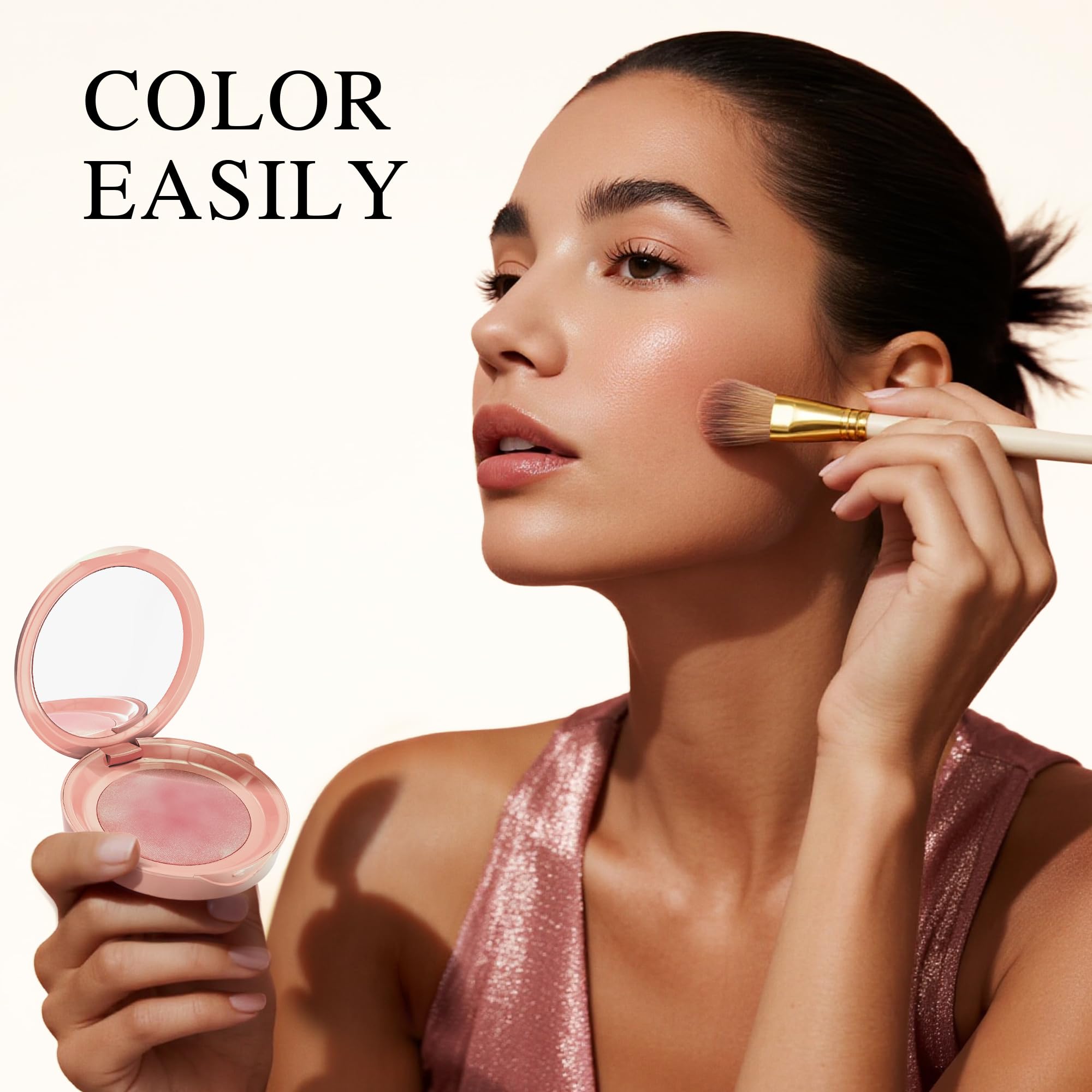 PHOFAY Luminous Blush Powder wet application yields deeper color with luminous shine.
