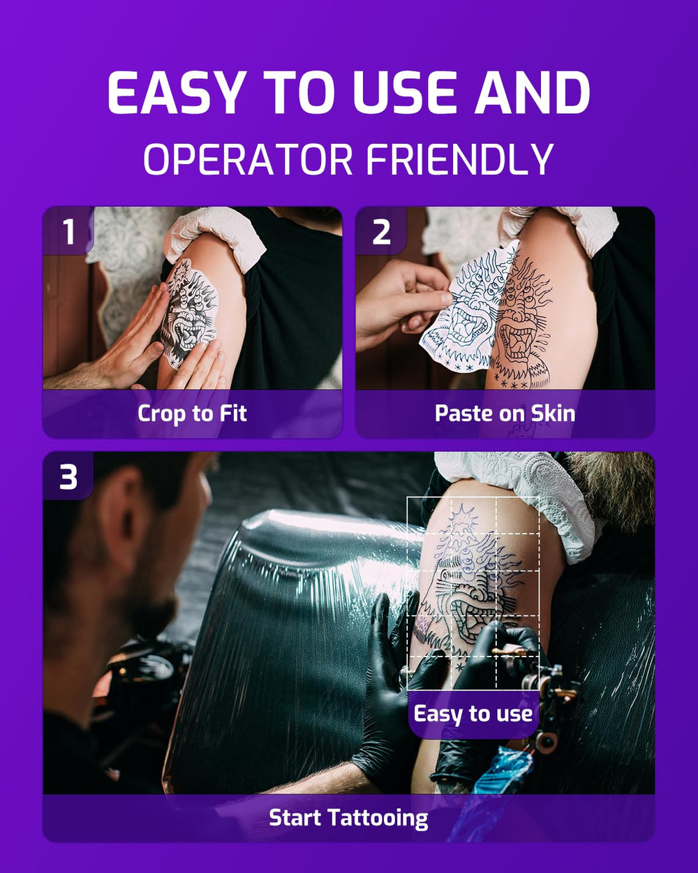 Phomemo M08F features a 1200mAh battery for longer tattoo sessions.