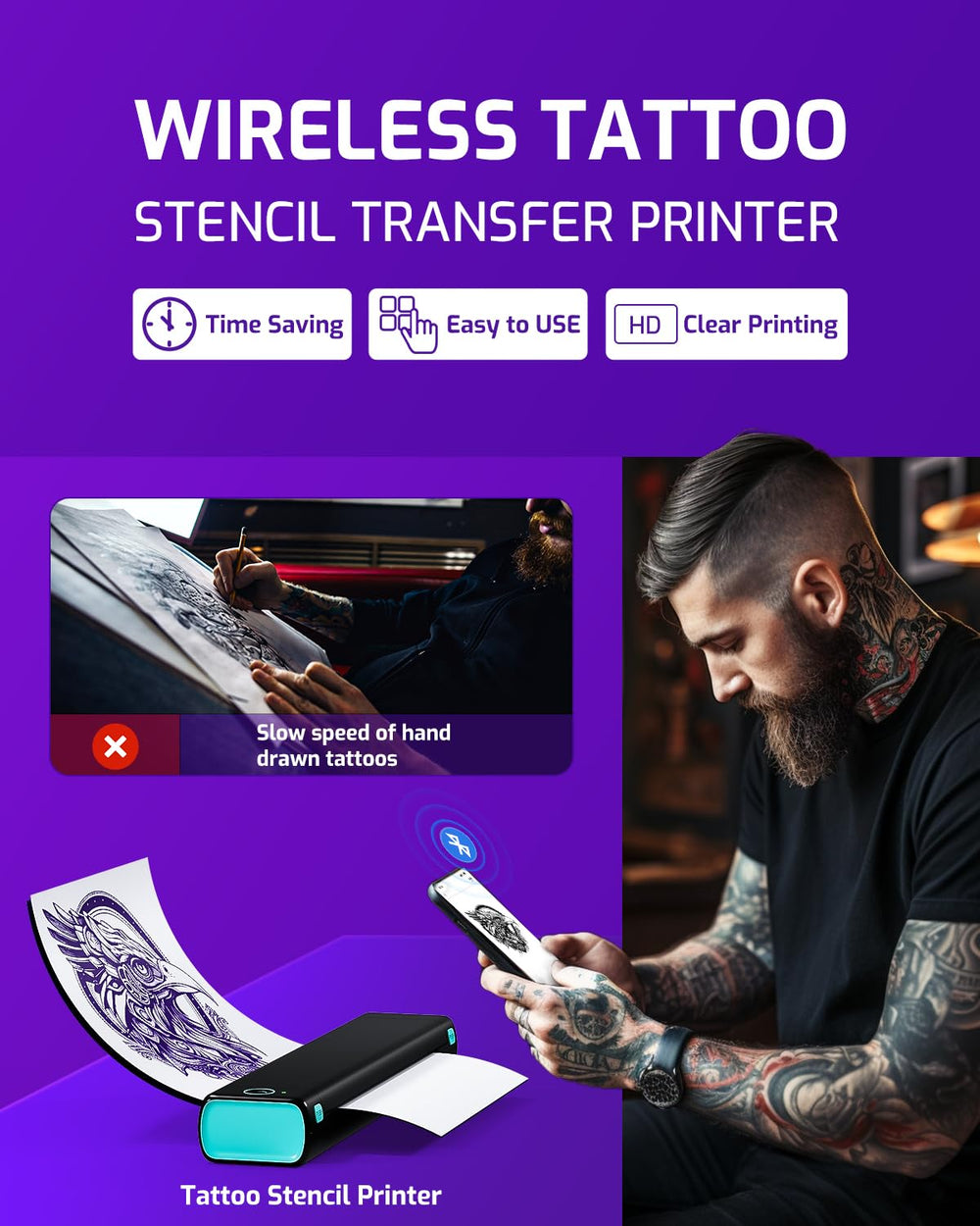 Phomemo app enables one-click printing and design scanning for speed.