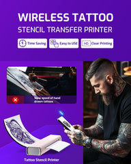 Phomemo M08F app interface demonstrates one-click printing and design scanning