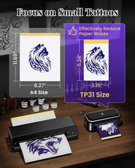 Phomemo TP31 compact tattoo printer with 2200mAh battery for long sessions.