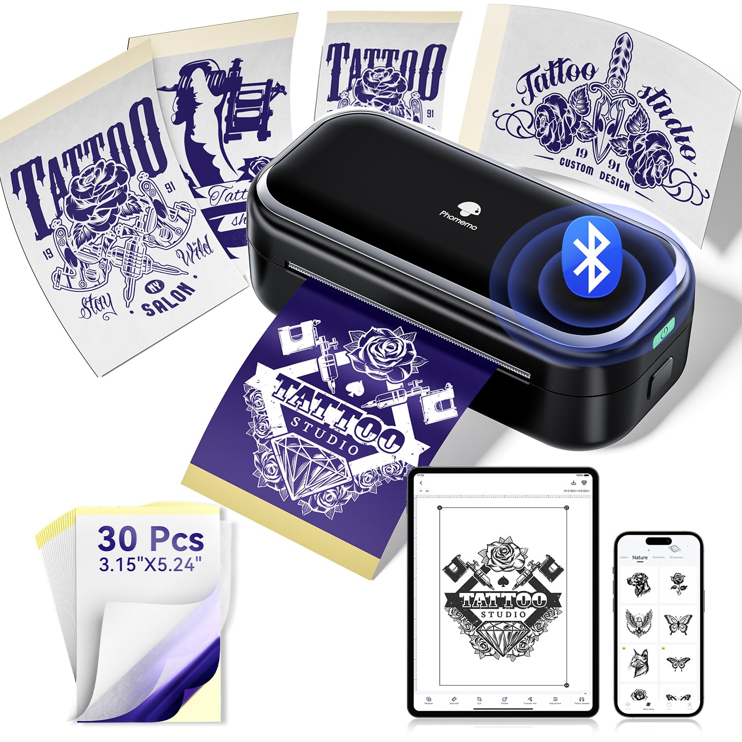 Phomemo TP31 tattoo printer on-the-go for quick, precise stencils during events.