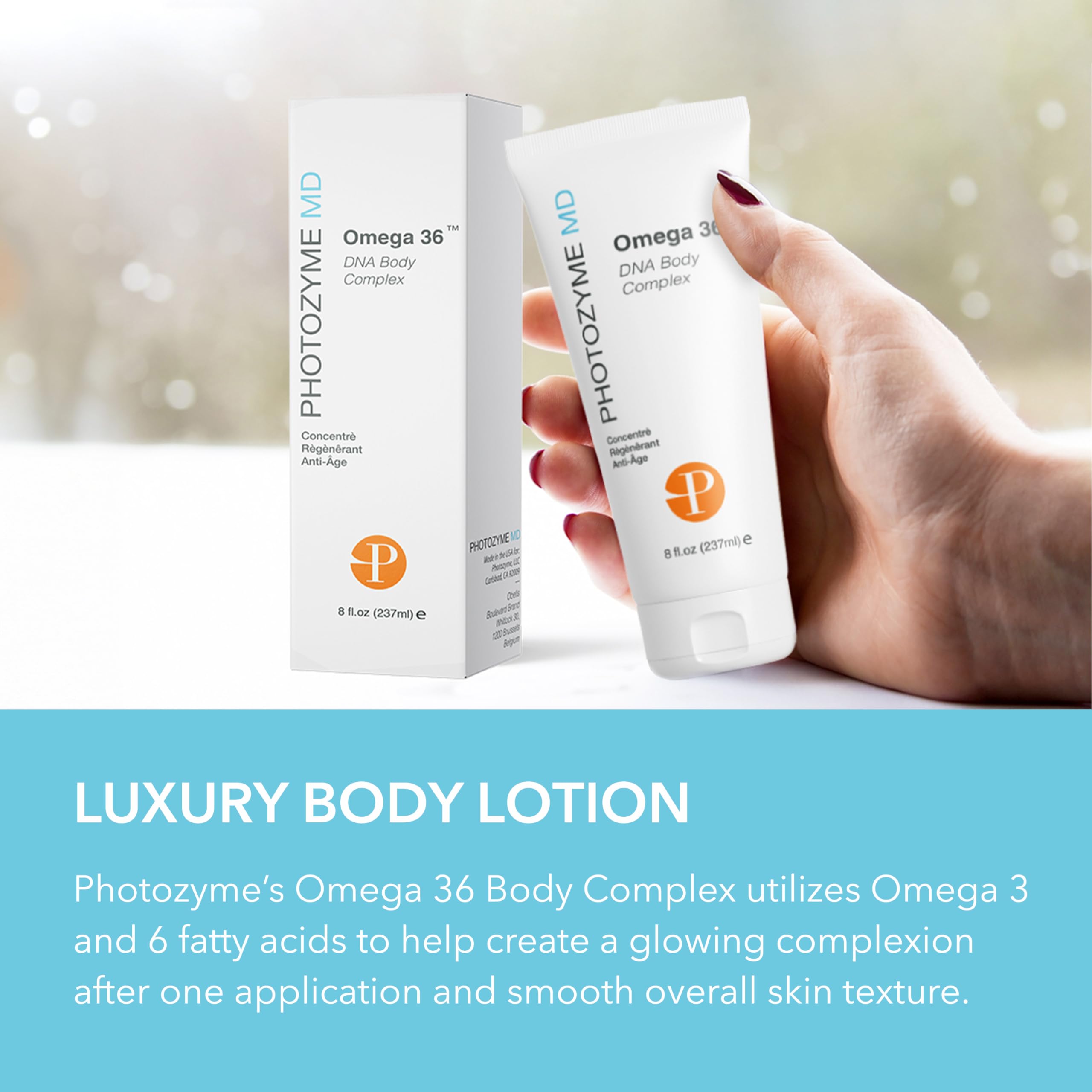Photozyme DNA Repair Body Lotion texture close-up reveals creamy, nourishing consistency.