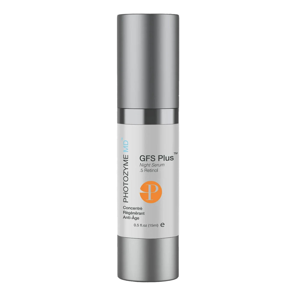 Photozyme GFS Plus Night Serum bottle for smoother, more even-toned skin.