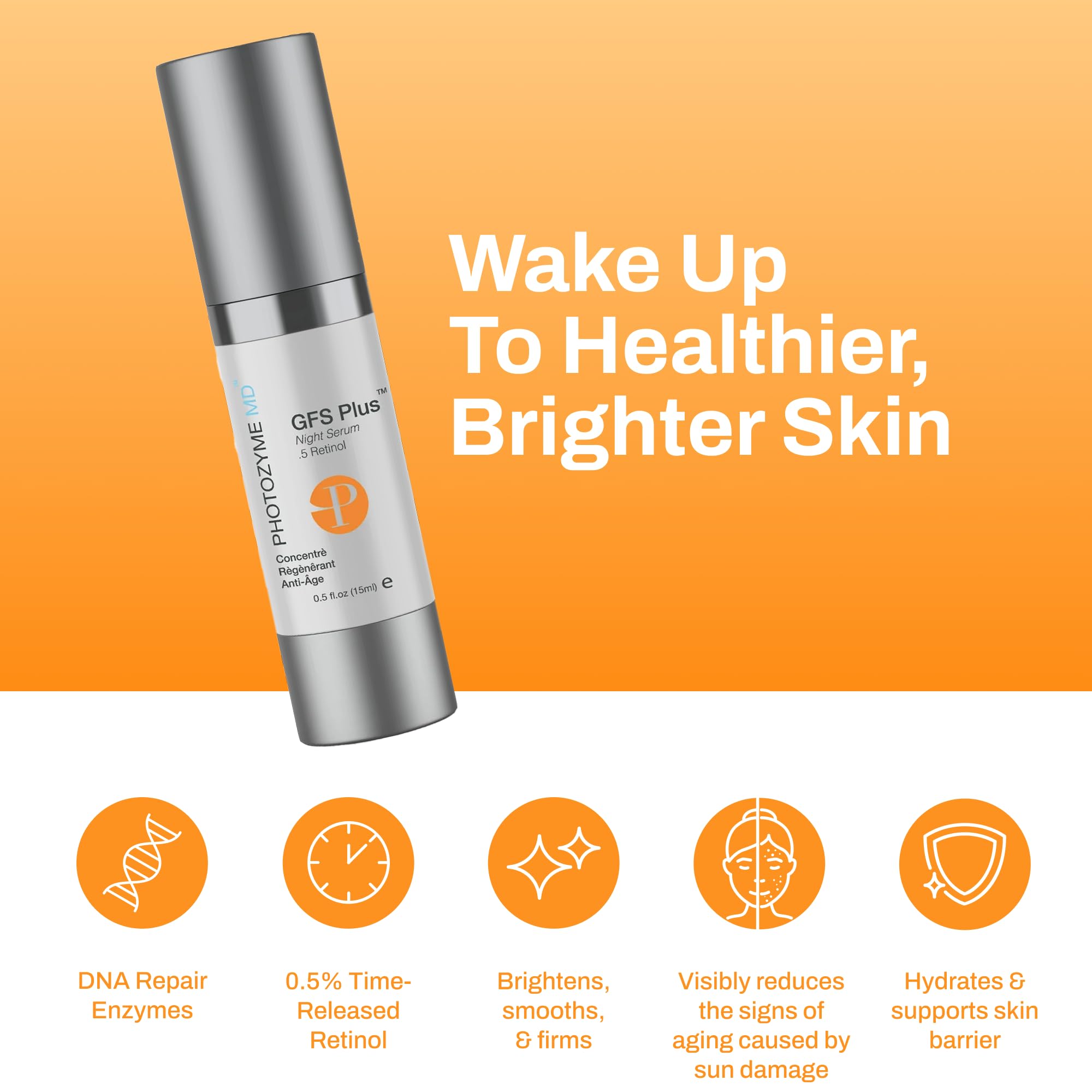 Photozyme GFS Plus Night Serum dropper for precise nightly application.