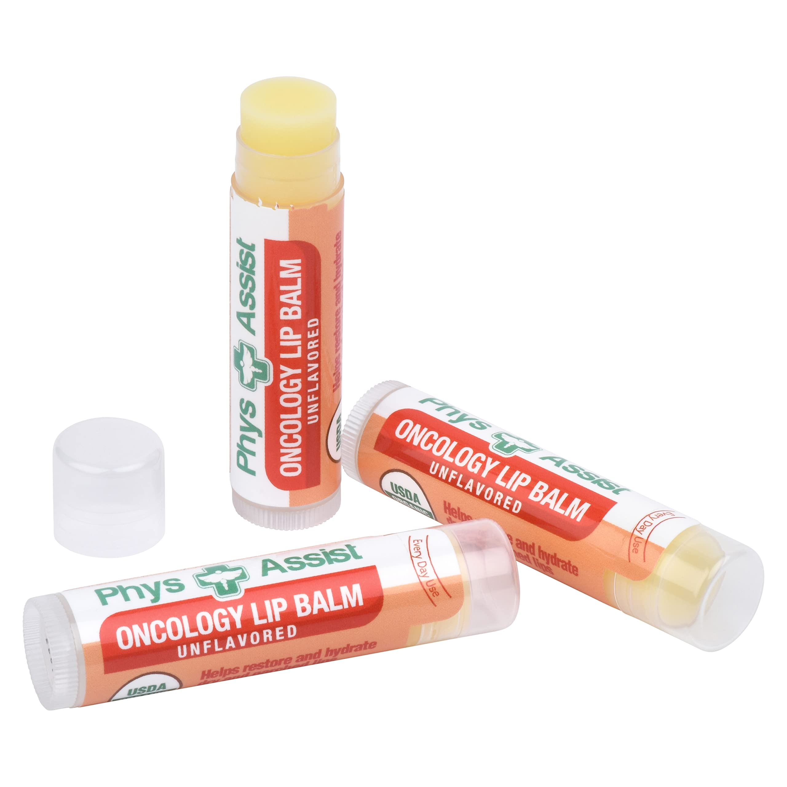 Made in USA badge with PhysAssist Oncology Lip Balm packaging