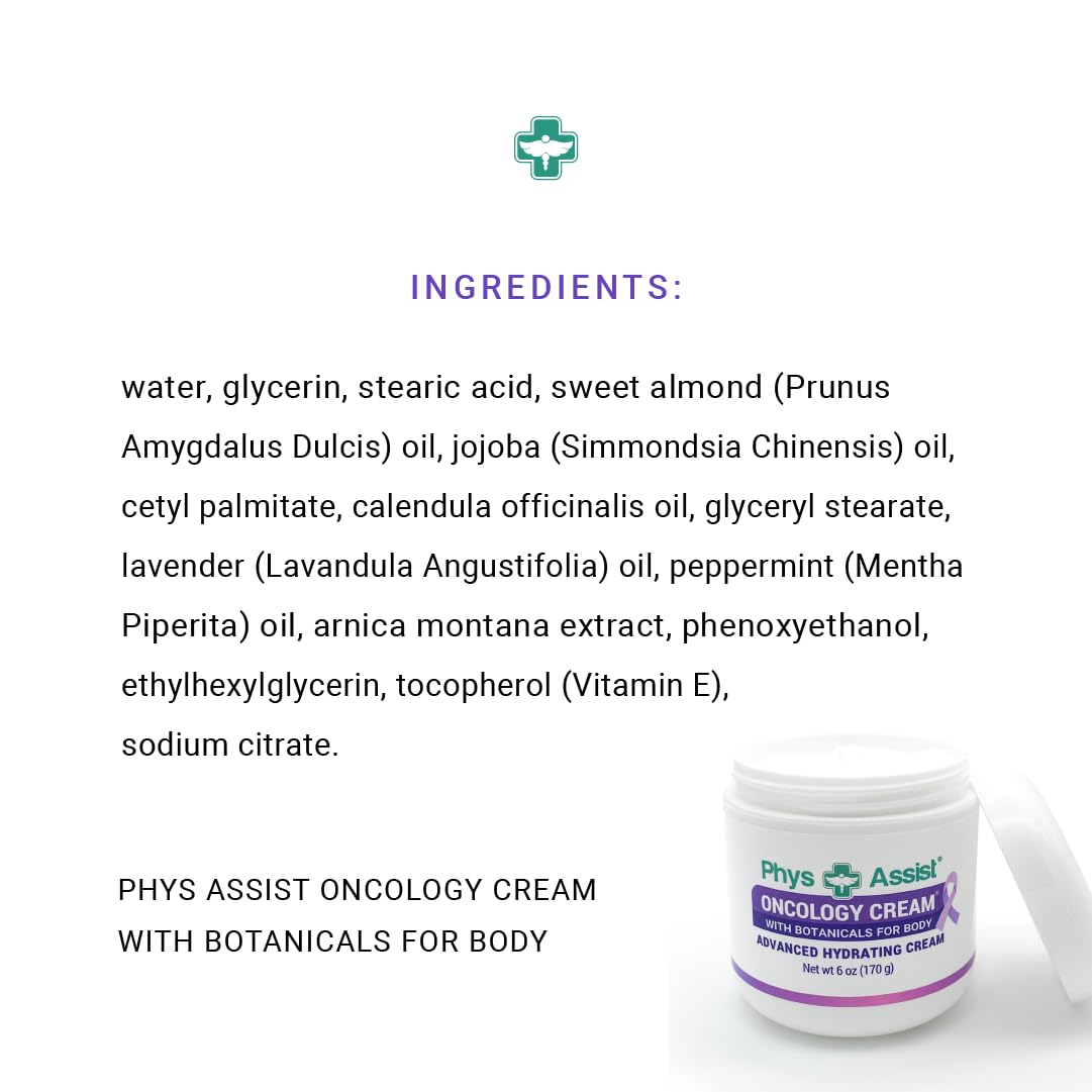 Lavender and peppermint scent in PhysAssist Oncology Cream provides a calming aroma.