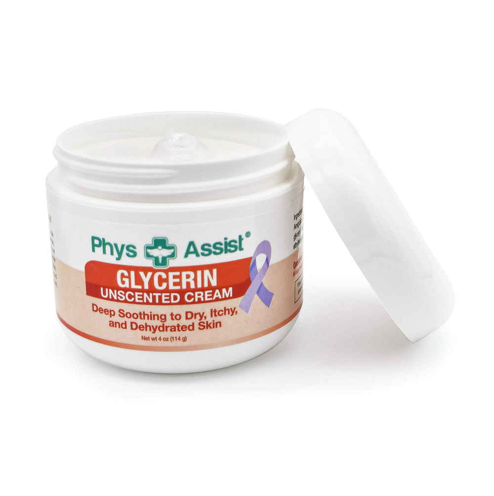 PhysAssist unscented moisturizer applied to hand showing dry skin relief