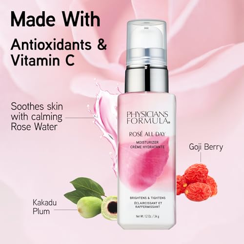 Physicians Formula Rose Water infusion showing soothing hydration for sensitive and combo skin.