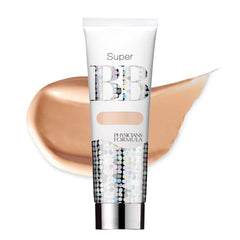 Physicians Formula Super BB Cream bottle with sheer coverage swatch.