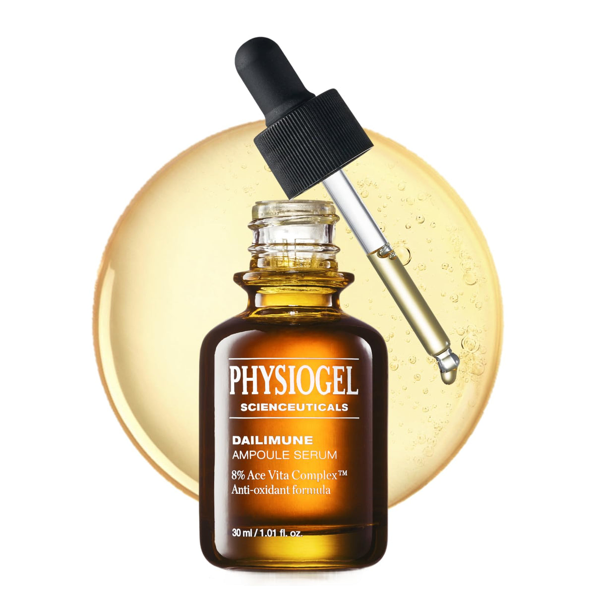 PHYSIOGEL Vitamin C serum bottle delivers a radiant, hydrated glow.
