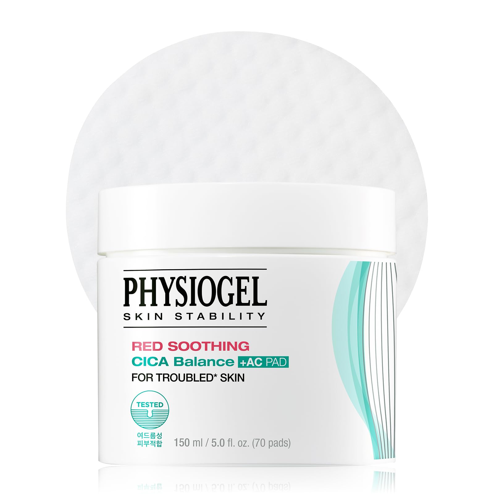 PHYSIOGEL Red Soothing Cica Balance Pad – embossed side for gentle exfoliation and cleansing.