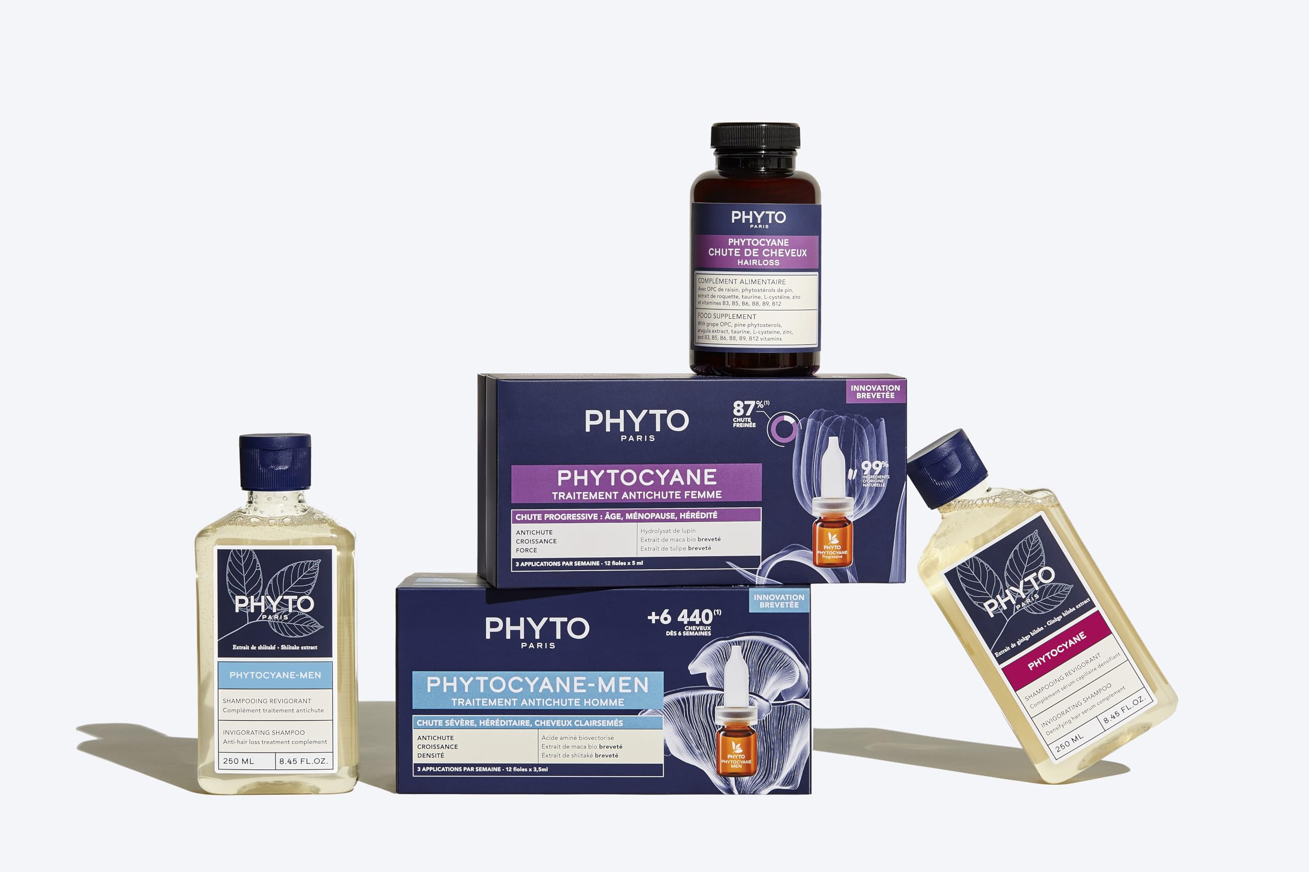 PHYTOCYANE bottle side view showcases compact packaging for on-the-go nutrition.