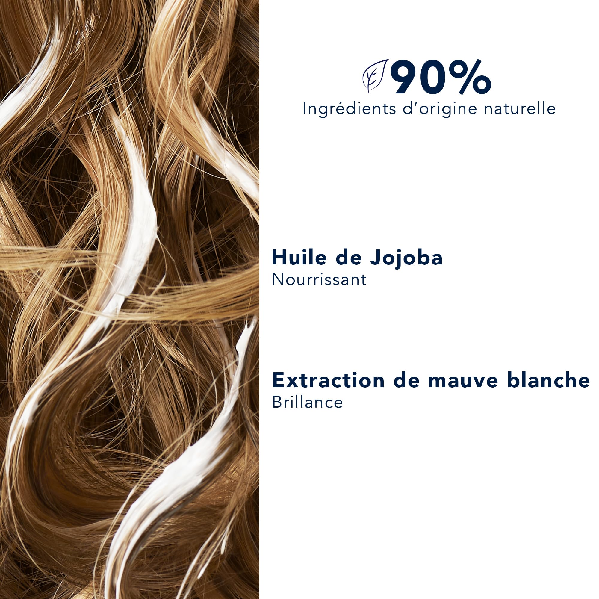 Foamy lather demonstrates light, non-greasy cleansing for dry hair.