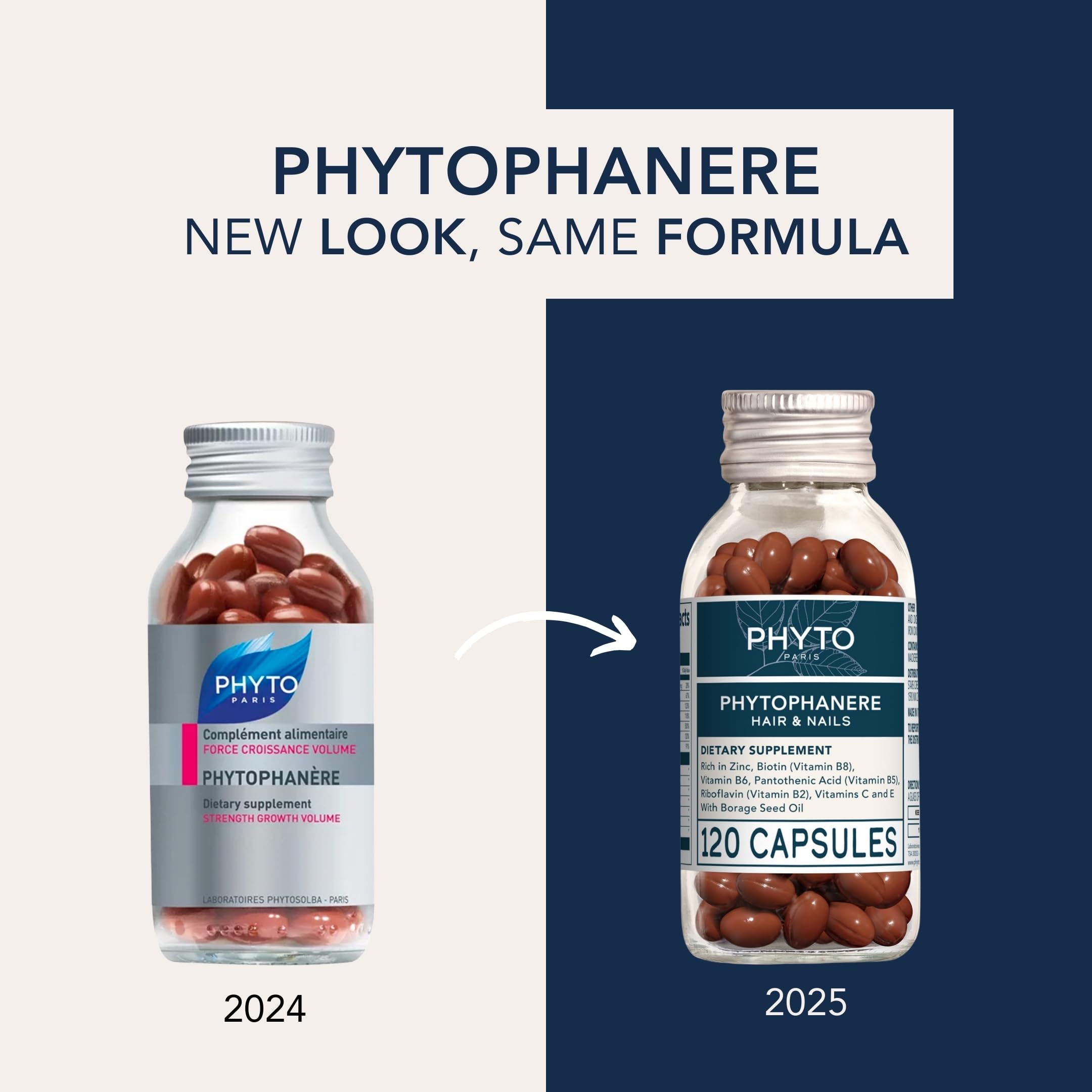 PHYTO Phytophanère omega-3-6 ingredients visual emphasizing nourishing shine.