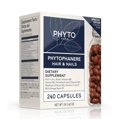 PHYTO Phytophanère two capsules daily-dose bottle showing convenient hair and nail support.