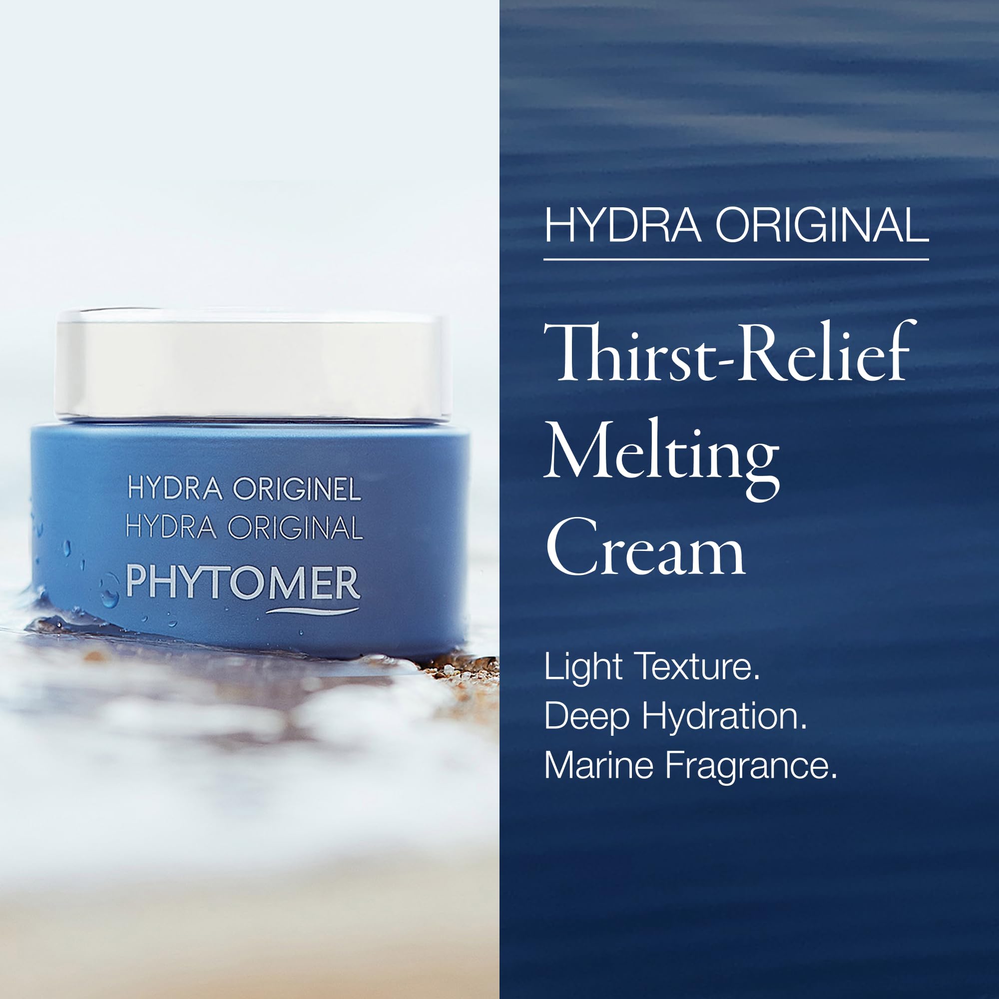 Phytomer Hydra Original texture swatch demonstrates quick-absorbing moisture for daily use