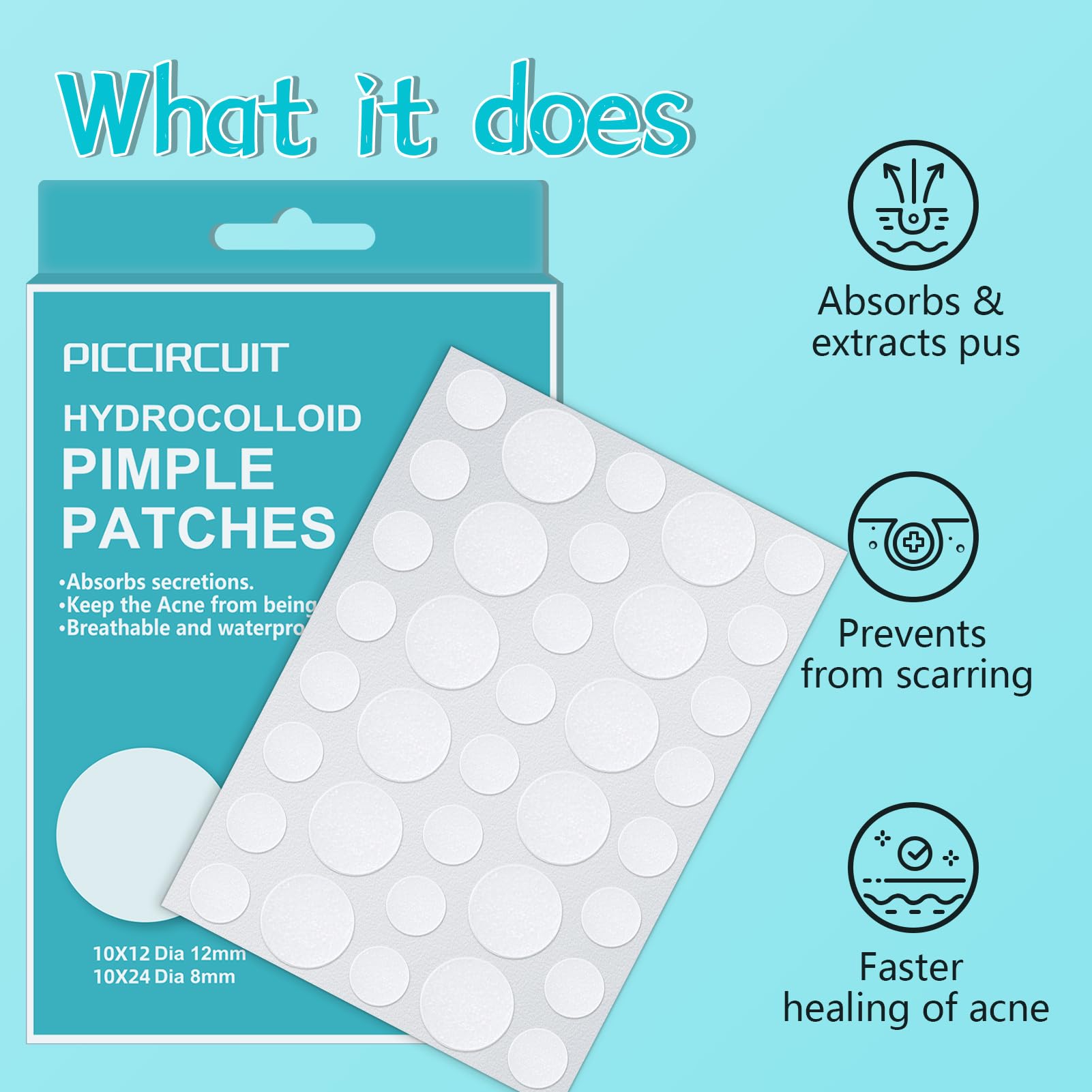 PICcircuit hydrocolloid patch with invisible finish blends with skin.