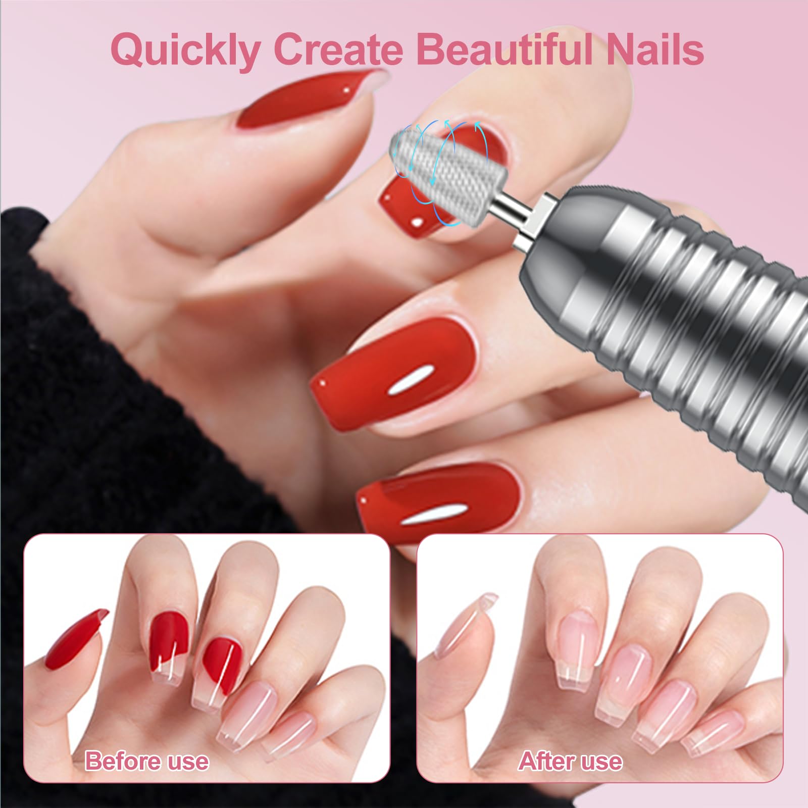PICKBEAU battery-powered nail drill supports hours of use.