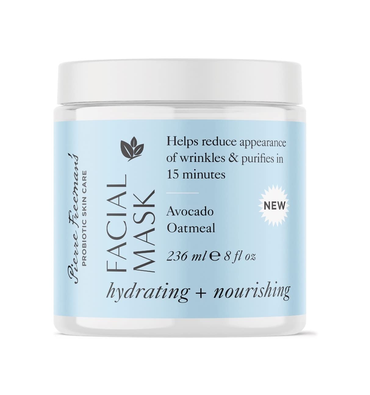 Pierre Freeman's Hydrating Mask jar shows creamy texture for nourished skin