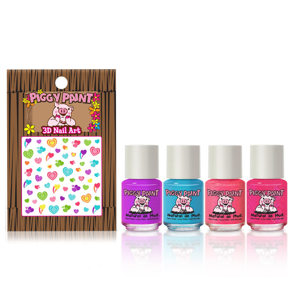 Piggy Paint polishes close-up highlighting vibrant colors and kid-friendly, non-toxic formula