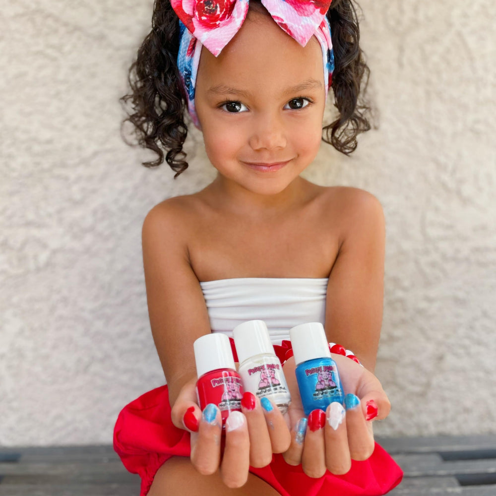 Piggy Paint durable finish demonstrates lasting color without harsh chemicals.