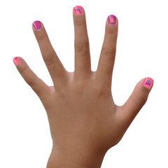 Glamour Girl polish on a kid's nail, odorless option for classroom or playdate use