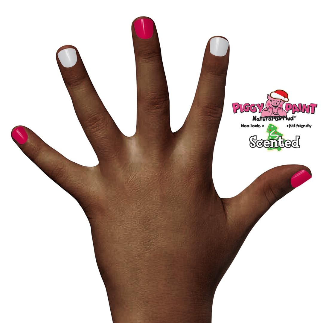 Close-up of nails with Piggy Paint showing durable, non-peeling finish.