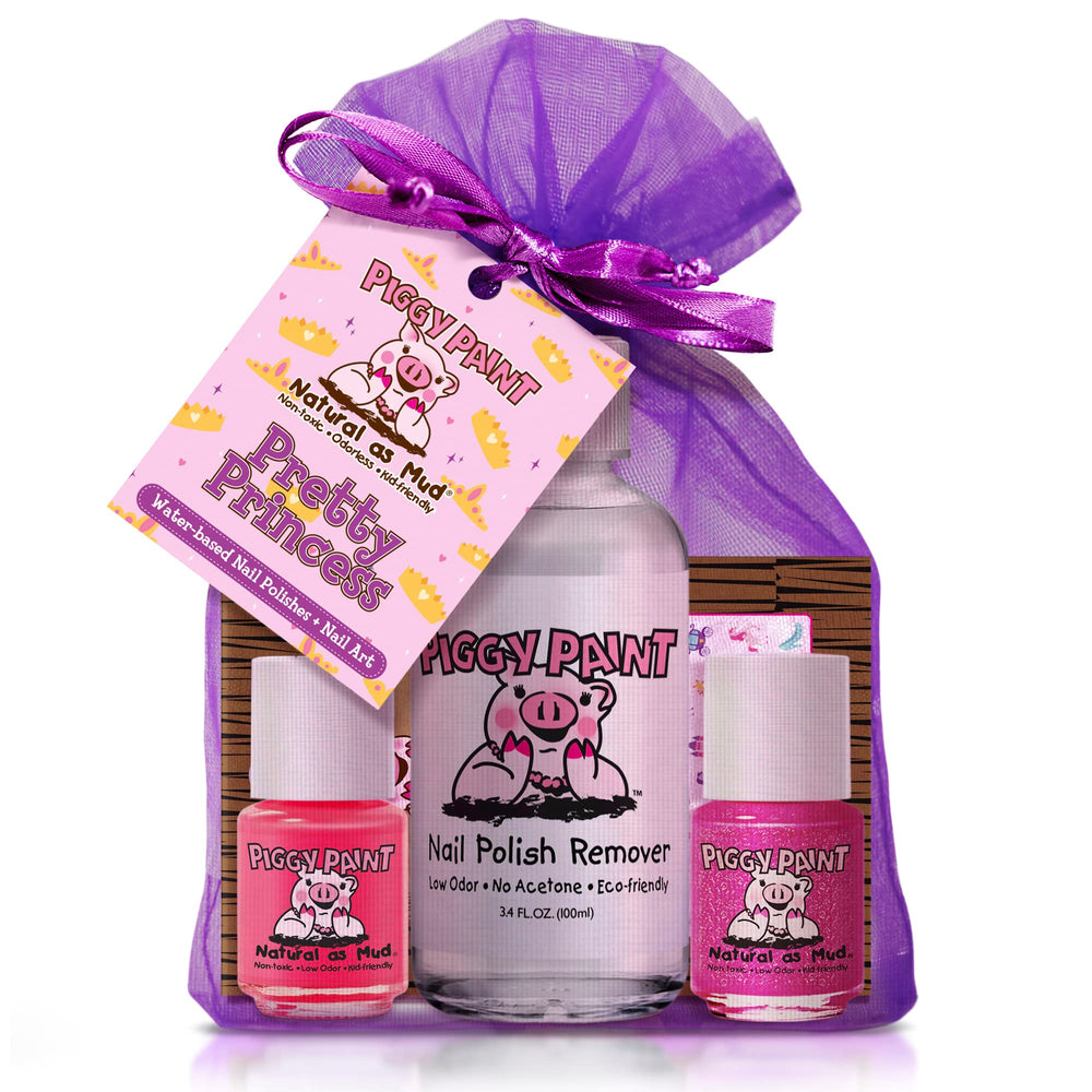 Piggy Paint Pretty Princess set with two mini polishes for safe, kid-friendly nail coloring