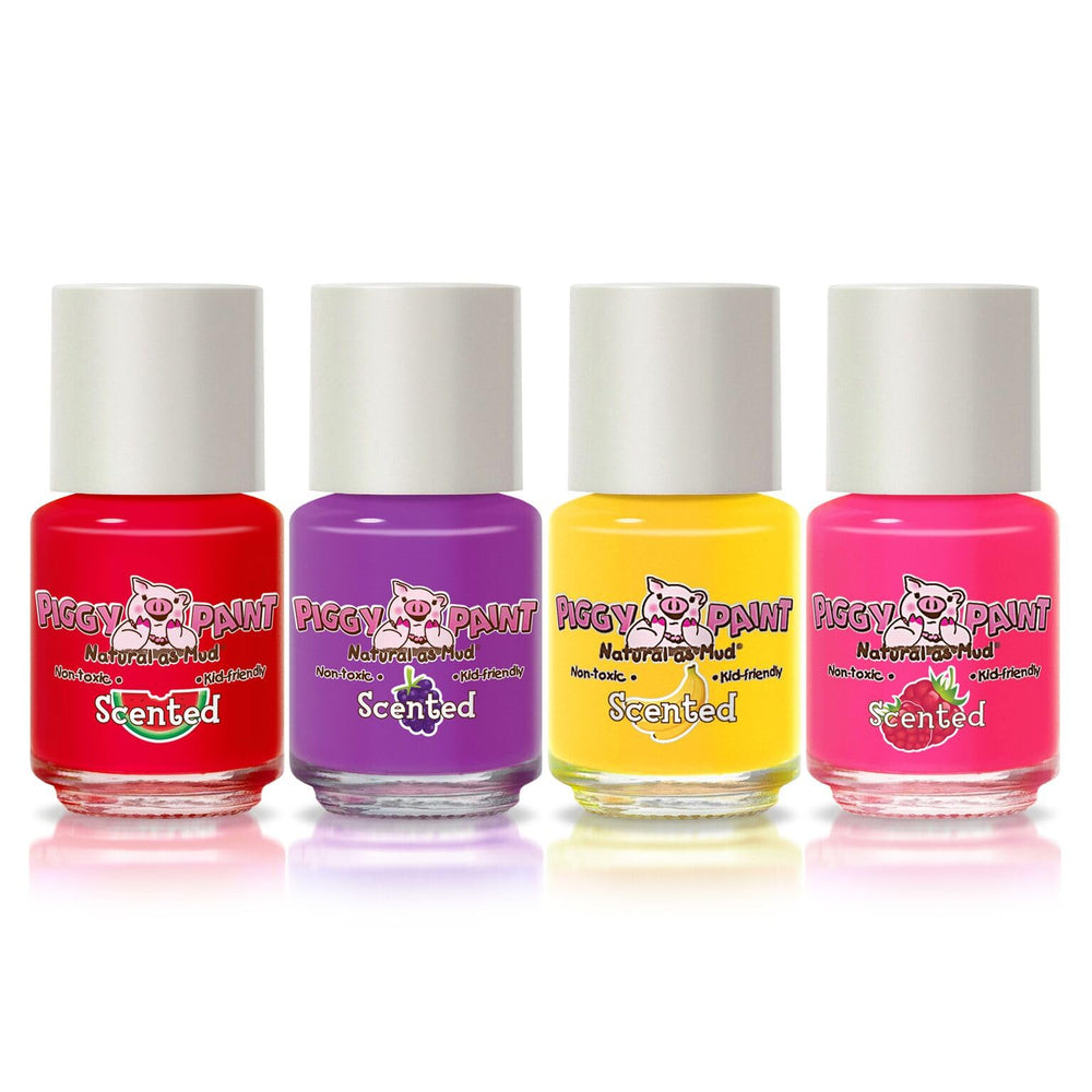 Piggy Paint scented unicorn bottles with bright colors for safe play.