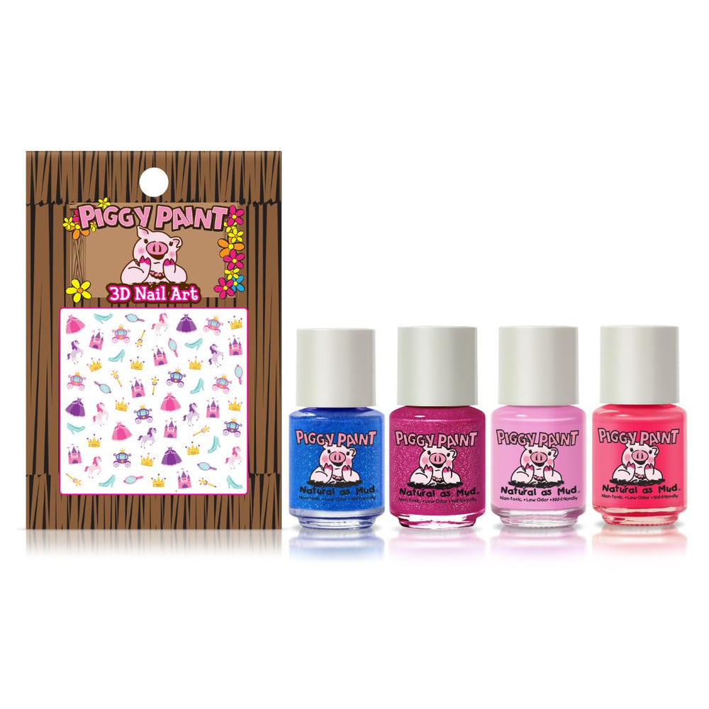 Piggy Paint 3D nail art pieces add playful accents for kids.